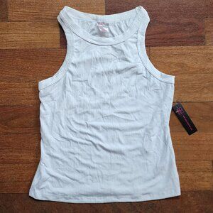 NWT No Boundaries Juniors White Ribbed Tank Top Size Medium (7-9)